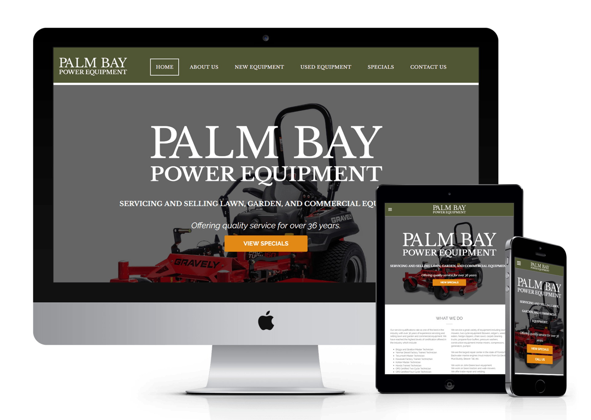 Palm Bay Power Equipment website design screenshot